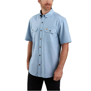 Loose Fit Midweight Chambray Short Sleeve Shirt