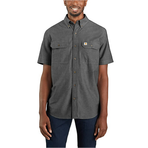 Loose Fit Midweight Chambray Short Sleeve Shirt