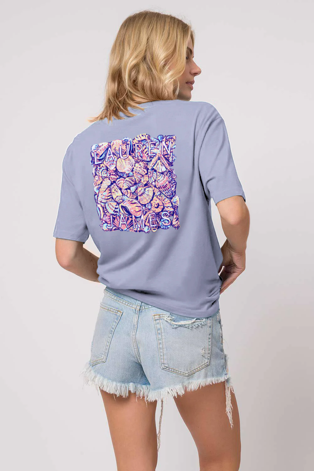 Lauren James Colorful Shells Short Sleeve Tee Shirt