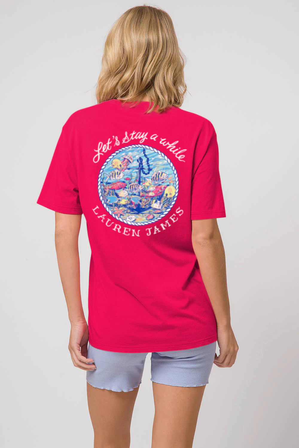Lauren James Let's Stay Awhile Short Sleeve Tee Shirt