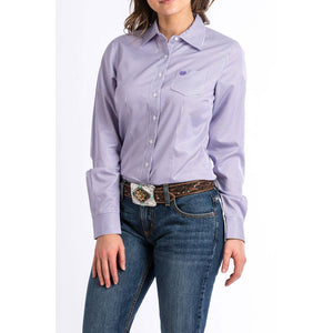 Women's Cinch Purple/White Stripe Button-Up Shirt