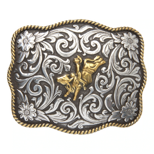 Andwest Large Scalloped Bull Rider with Rope Edge Buckle