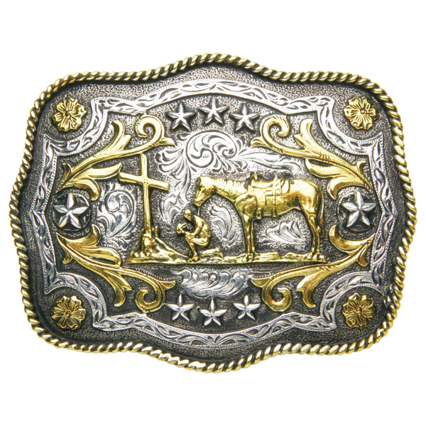 Andwest Scalloped Praying Cowboy Buckle