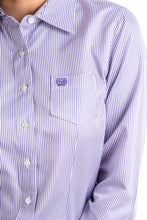 Load image into Gallery viewer, Women&#39;s Cinch Purple/White Stripe Button-Up Shirt
