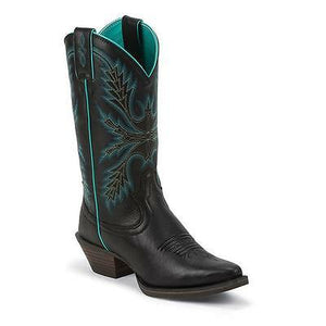 Justin Silver Collection Black Buffalo Snip Toe Women's Boots