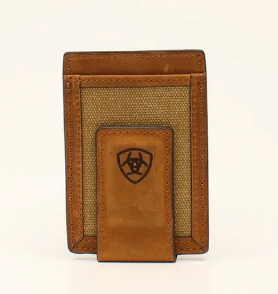 Ariat Medium Brown Canvas Money Clip Wallet