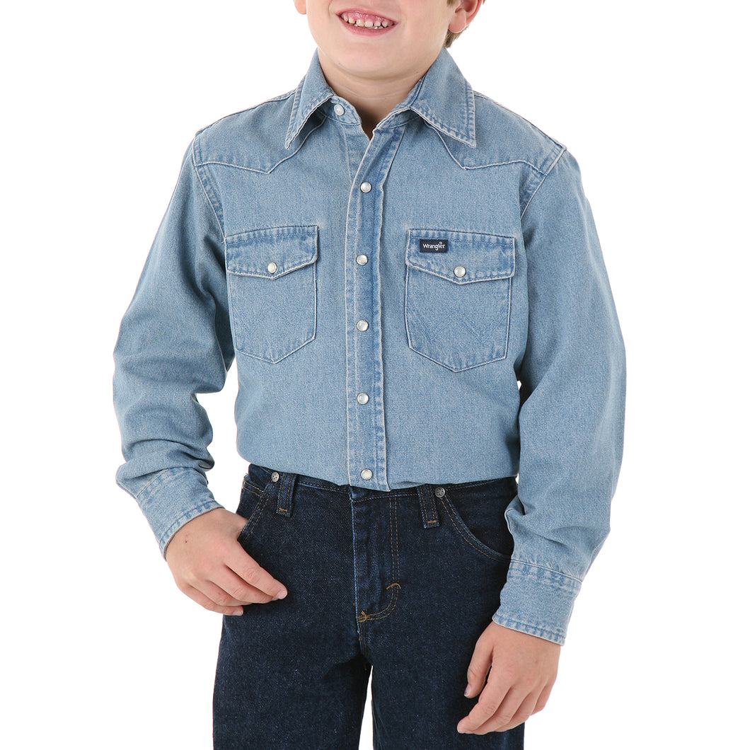 Boy's Wrangler Solid Snap Western Shirt